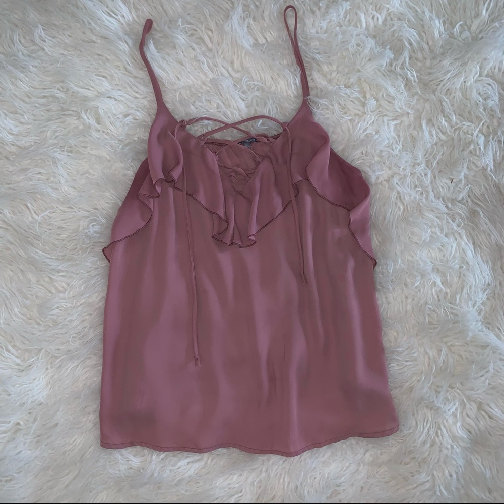 Rose crisscross ruffle shirt